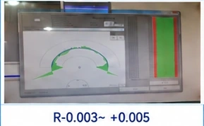 Domestic major brand R0.15*0.5 sample 1 measurement screenshot showing R-0.003 ~ +0.005