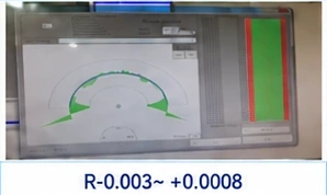 Domestic major brand R0.15*0.5 sample 4 measurement screenshot showing R-0.003 ~ +0.0008