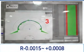 KXVT2003 R0.15 0450·V·G EXS sample 3 measurement screenshot showing R-0.0015 ~ +0.0008