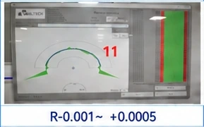 NS MRBH 230 R0.15*0.5 sample 11 measurement screenshot showing R-0.001 ~ +0.0005