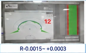 NS MRBH 230 R0.15*0.5 sample 12 measurement screenshot showing R-0.0015 ~ +0.0003