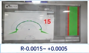 NS MRBH 230 R0.15*0.5 sample 15 measurement screenshot showing R-0.0015 ~ +0.0005